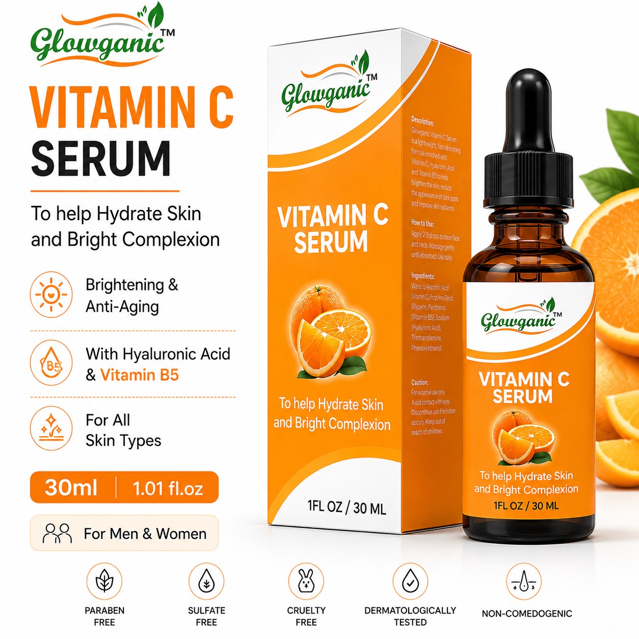 Glowganic Vitamin C Face Serum 30ml | Dark Spots & Glowing Skin Pakistan - Image 5