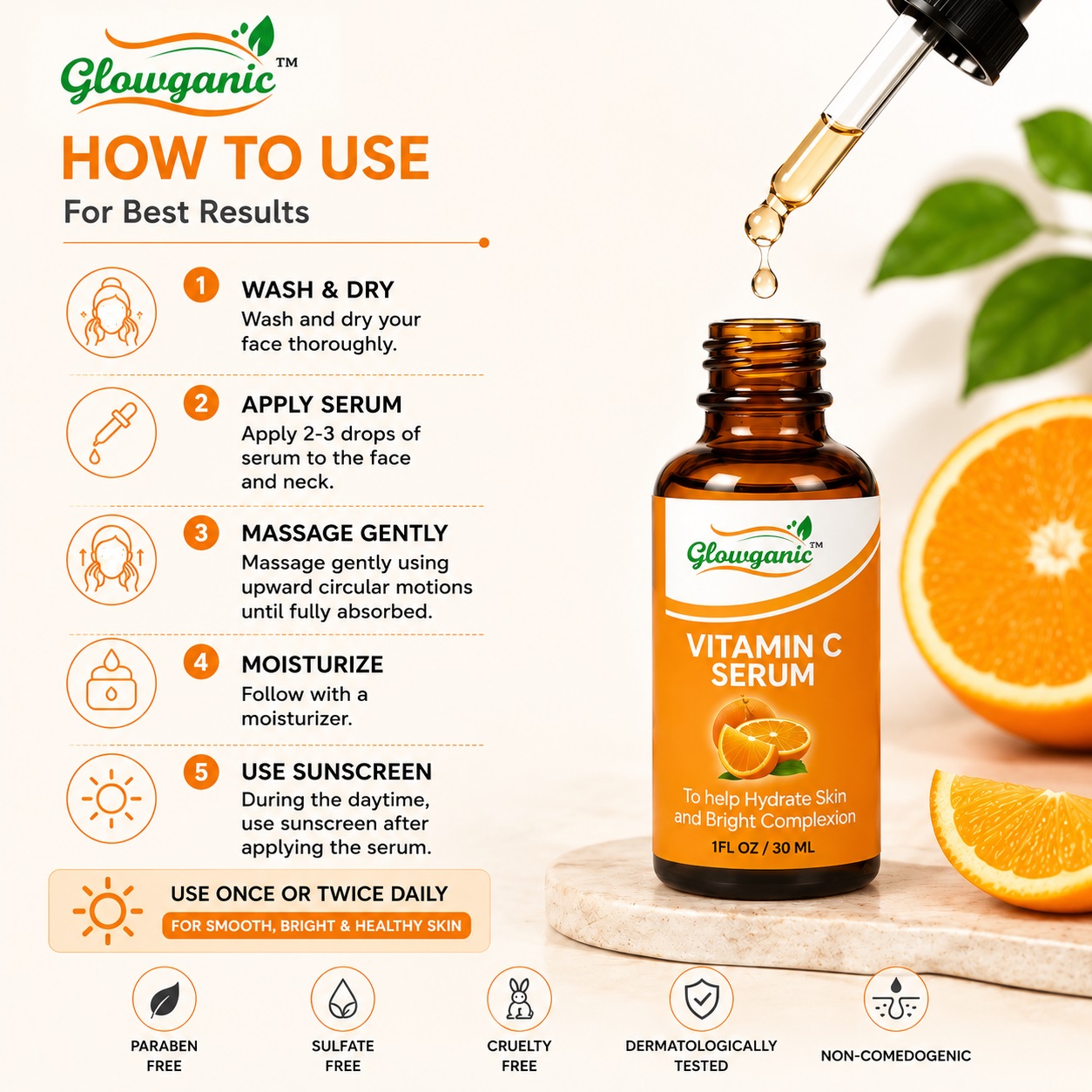 Glowganic Vitamin C Face Serum 30ml | Dark Spots & Glowing Skin Pakistan - Image 6