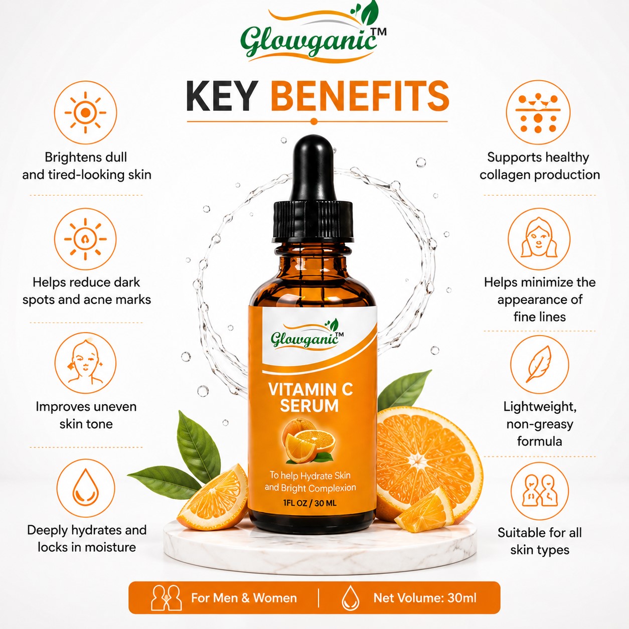 Glowganic Vitamin C Face Serum 30ml | Dark Spots & Glowing Skin Pakistan - Image 7