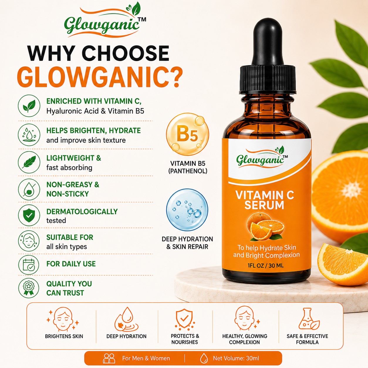 Glowganic Vitamin C Face Serum 30ml | Dark Spots & Glowing Skin Pakistan - Image 8