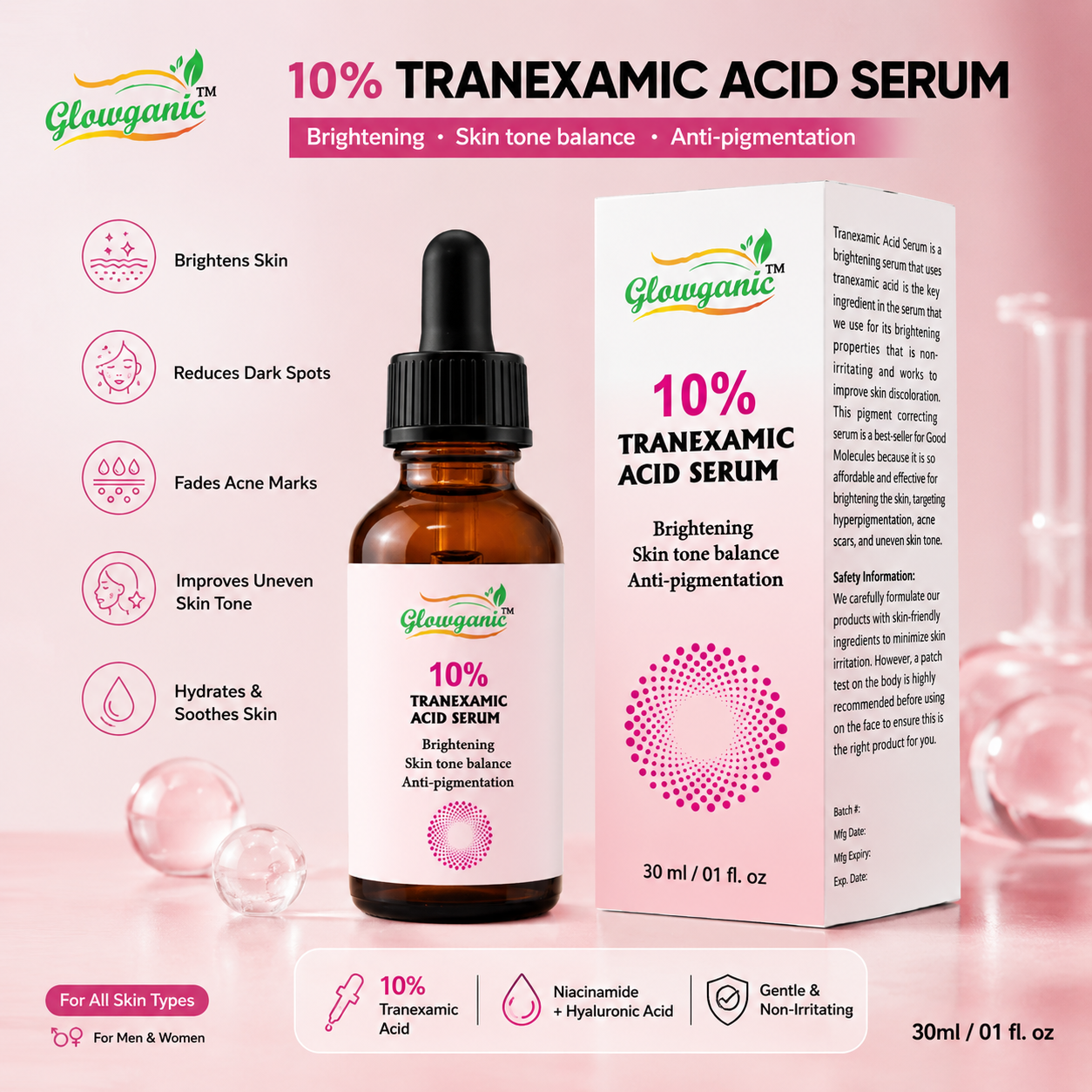 Glowganic Tranexamic Acid Face Serum 30ml – Skin Brightening & Dark Spot Correcting Serum Pakistan - Image 7
