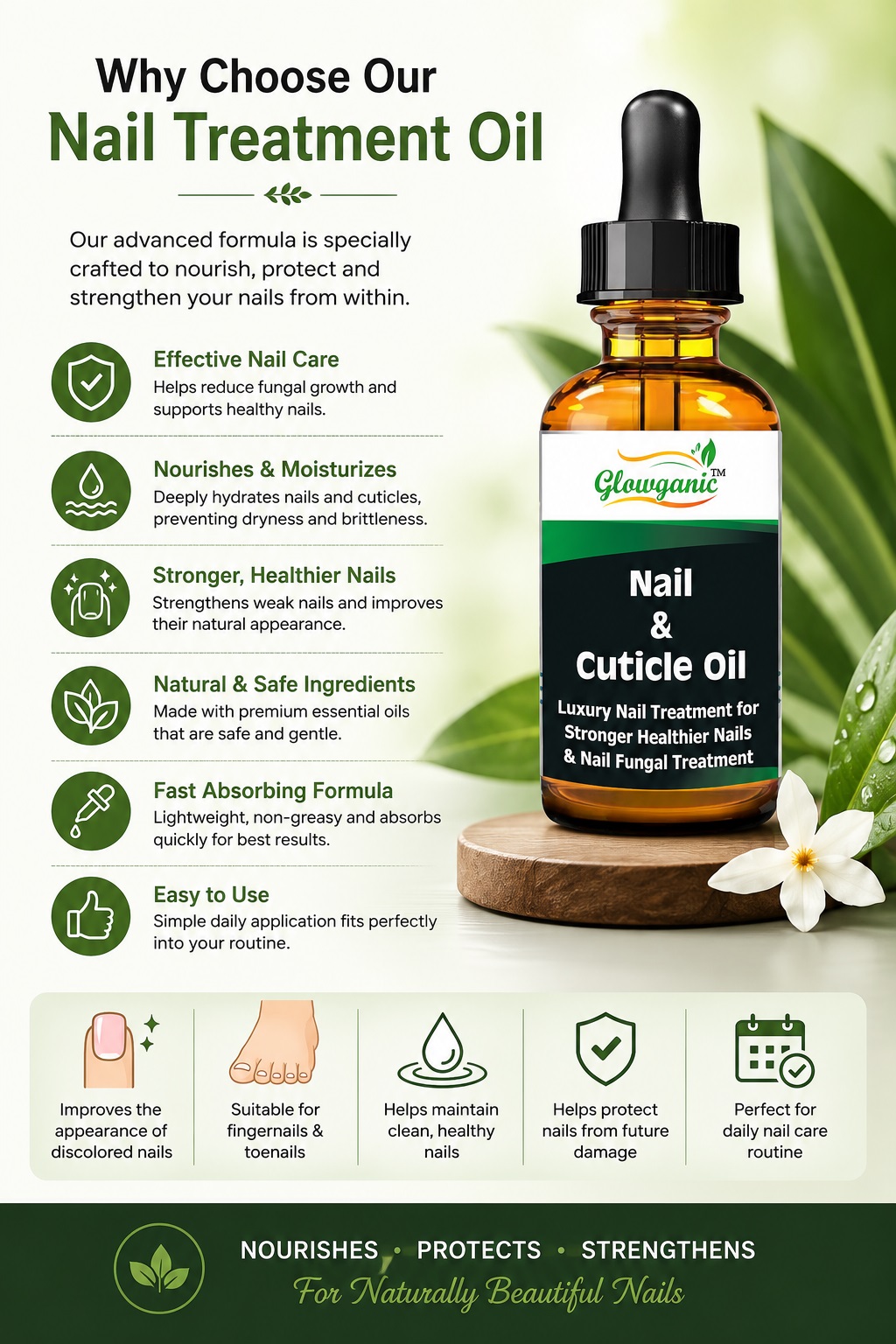 Natural Nail Fungus Treatment Oil for repairing yellow, thick, brittle, and fungal nails – 30ml